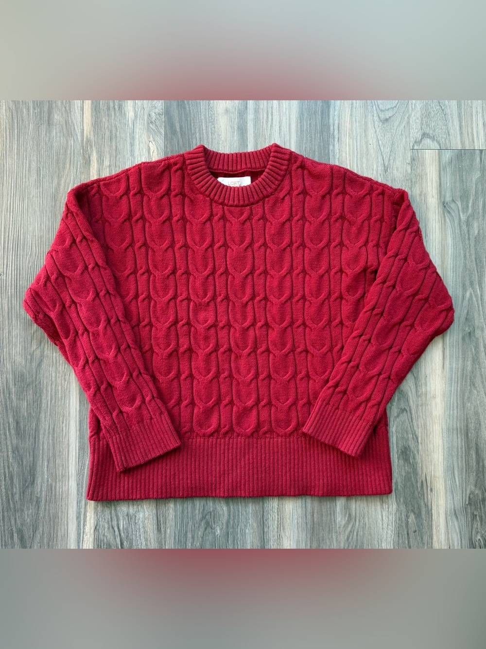 LOFT Red Cable Knit Sweater Size L